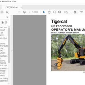 Tigercat 850 PROCESSOR OPERATOR'S MANUAL SN 8500101–8500500 - PDF DOWNLOAD