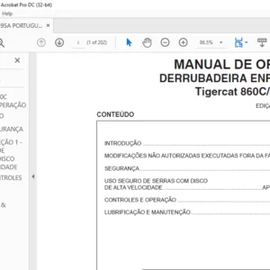 Tigercat 860C 870C L870C DERRUBADEIRA ENFEIXADEIRA MANUAL DE OPERAÇÃO - PDF DOWNLOAD (Portuguese)