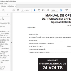 Tigercat 860C 870C L870C DERRUBADEIRA ENFEIXADEIRA MANUAL DE OPERAÇÃO - PDF DOWNLOAD (Portuguese)