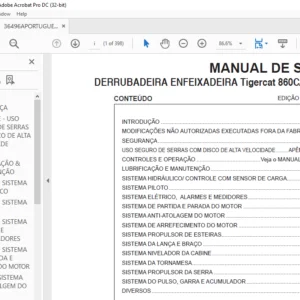 Tigercat 860C 870C L870C DERRUBADEIRA ENFEIXADEIRA MANUAL DE SERVIÇO - PDF DOWNLOAD (Portuguese)