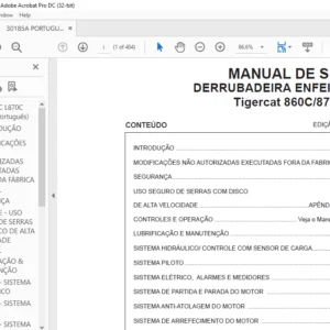 Tigercat 860C 870C L870C DERRUBADEIRA ENFEIXADEIRA MANUAL DE SERVIÇO - PDF DOWNLOAD (Portuguese)