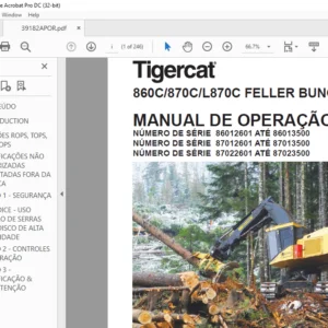 Tigercat 860C 870C L870C FELLER BUNCHER MANUAL DE OPERAÇÃO - PDF DOWNLOAD (Portuguese)