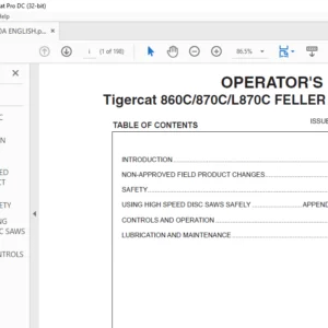 Tigercat 860C 870C L870C FELLER BUNCHER OPERATOR'S MANUAL - PDF DOWNLOAD