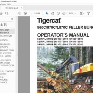 Tigercat 860C 870C L870C FELLER BUNCHER OPERATOR'S MANUAL - PDF DOWNLOAD