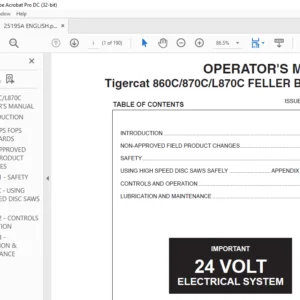 Tigercat 860C 870C L870C FELLER BUNCHER OPERATOR'S MANUAL - PDF DOWNLOAD
