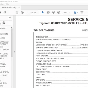 Tigercat 860C 870C L870C FELLER BUNCHER SERVICE MANUAL - PDF DOWNLOAD