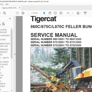 Tigercat 860C 870C L870C FELLER BUNCHER SERVICE MANUAL - PDF DOWNLOAD