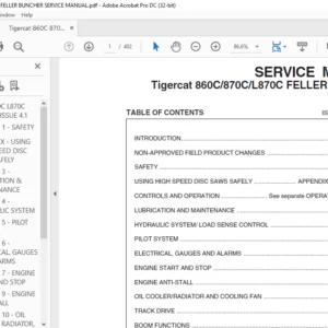 Tigercat 860C 870C L870C FELLER BUNCHER SERVICE MANUAL - PDF DOWNLOAD
