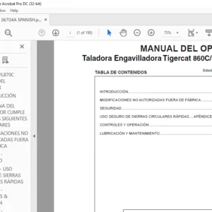 Tigercat 860C 870C L870C Taladora Engavilladora MANUAL DEL OPERADOR - PDF DOWNLOAD (Spanish)