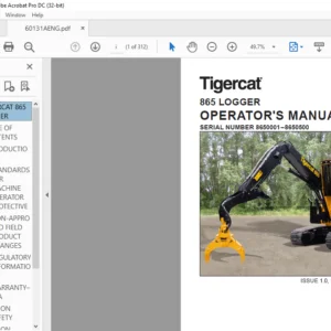 Tigercat 865 LOGGER OPERATOR'S MANUAL SN 8650001–8650500 - PDF DOWNLOAD