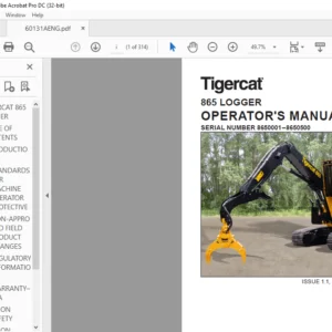 Tigercat 865 LOGGER OPERATOR'S MANUAL SN 8650001–8650500 - PDF DOWNLOAD