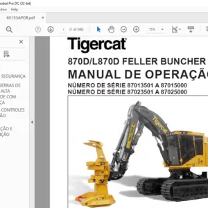Tigercat 870D L870D FELLER BUNCHER MANUAL DE OPERAÇÃO - PDF DOWNLOAD (Portuguese)