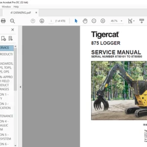 Tigercat 875 LOGGER SERVICE MANUAL SN 8750101 TO 8750500 - PDF DOWNLOAD