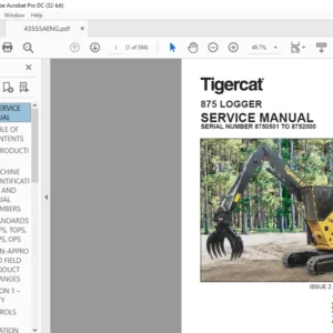Tigercat 875 LOGGER SERVICE MANUAL SN 8750501 TO 8752000 - PDF DOWNLOAD
