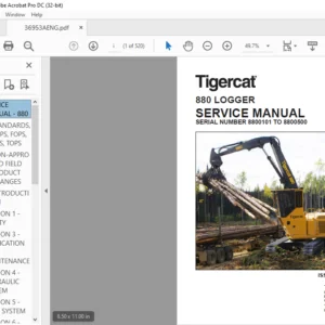 Tigercat 880 LOGGER SERVICE MANUAL SN 8800101 TO 8800500 - PDF DOWNLOAD