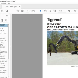 Tigercat 890 LOGGER OPERATOR'S MANUAL SN 8900101 TO 8900500 - PDF DOWNLOAD