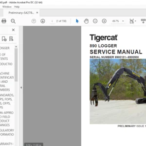 Tigercat 890 LOGGER SERVICE MANUAL SN 8900101–8900500 - PDF DOWNLOAD