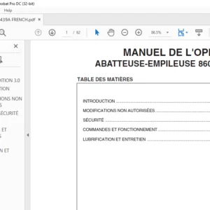 Tigercat ABATTEUSE-EMPILEUSE 860 MANUEL DE L'OPÉRATEUR - PDF DOWNLOAD (French)