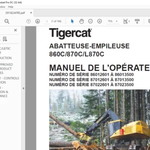 Tigercat ABATTEUSE-EMPILEUSE 860C 870C L870C MANUEL DE L'OPÉRATEUR - PDF DOWNLOAD (French)