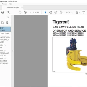 Tigercat BAR SAW FELLING HEAD OPERATOR & SERVICE MANUAL - PDF DOWNLOAD