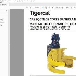 Tigercat CABEÇOTE DE CORTE DA SERRA EM BARRA MANUAL DO OPERADOR E DE SERVIÇO - PDF DOWNLOAD (Portuguese)