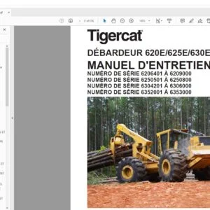 Tigercat DÉBARDEUR 620E 625E 630E 635E MANUEL D'ENTRETIEN - PDF DOWNLOAD (French)