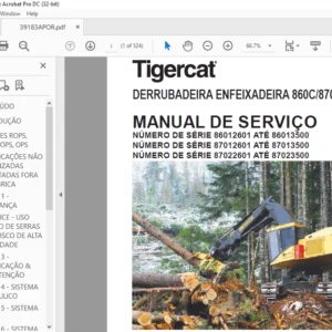 Tigercat DERRUBADEIRA ENFEIXADEIRA 860C 870C L870C MANUAL DE SERVIÇO - PDF DOWNLOAD (Portuguese)