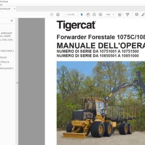 Tigercat Forwarder Forestale 1075C 1085C MANUALE DELL'OPERATORE - PDF DOWNLOAD (Italian)