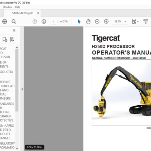 Tigercat H250D PROCESSOR OPERATOR'S MANUAL SN 250H2201–250H3000 - PDF DOWNLOAD