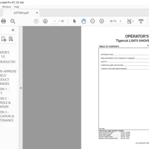 Tigercat LS870 SHOVEL LOGGER OPERATOR'S MANUAL - PDF DOWNLOAD