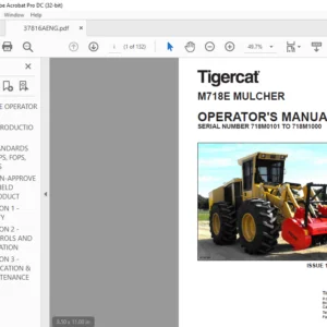 Tigercat M718E MULCHER OPERATOR'S MANUAL SN 718M0101 TO 718M1000 - PDF DOWNLOAD