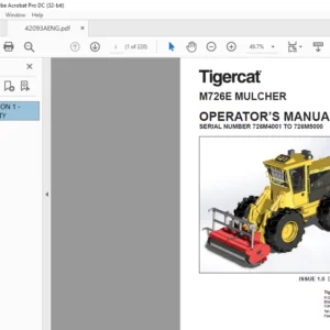 Tigercat M726E MULCHER OPERATOR’S MANUAL SN 726M4001 TO 726M5000 - PDF DOWNLOAD