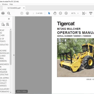 Tigercat M726G MULCHER OPERATOR'S MANUAL SN 726M5001–726M6000 - PDF DOWNLOAD
