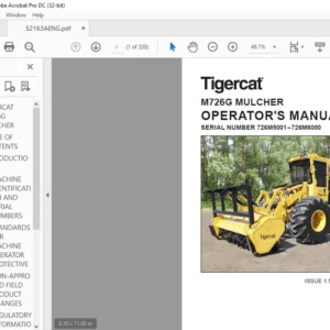Tigercat M726G MULCHER OPERATOR'S MANUAL SN 726M5001–726M6000 - PDF DOWNLOAD
