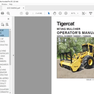 Tigercat M726G MULCHER OPERATOR'S MANUAL SN 726M6001–726M6250 - PDF DOWNLOAD