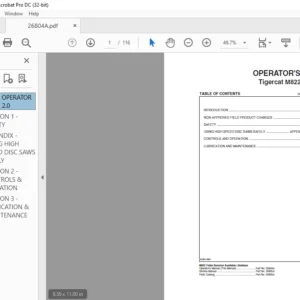 Tigercat M822 MULCHER OPERATOR'S MANUAL - PDF DOWNLOAD
