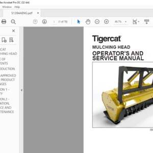 Tigercat MULCHING HEAD OPERATOR'S AND SERVICE MANUAL - PDF DOWNLOAD