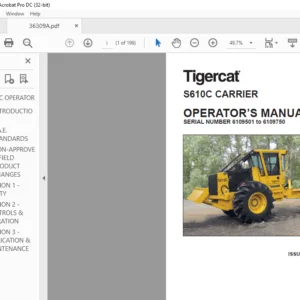 Tigercat S610C CARRIER OPERATOR’S MANUAL SN 6109501 to 6109750 - PDF DOWNLOAD