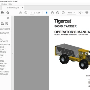 Tigercat S630D CARRIER OPERATOR’S MANUAL SN 630S0101 TO 630S1000 - PDF DOWNLOAD