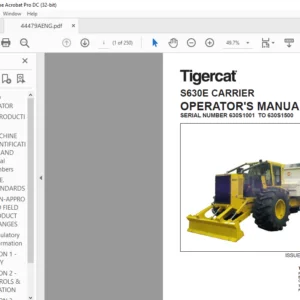 Tigercat S630E CARRIER OPERATOR'S MANUAL SN 630S1001 TO 630S1500 - PDF DOWNLOAD