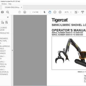 Tigercat S855C LS855C SHOVEL LOGGER OPERATOR’S MANUAL - PDF DOWNLOAD