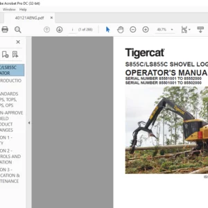 Tigercat S855C LS855C SHOVEL LOGGER OPERATOR'S MANUAL - PDF DOWNLOAD