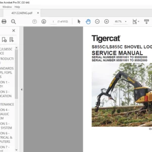 Tigercat S855C LS855C SHOVEL LOGGER SERVICE MANUAL - PDF DOWNLOAD