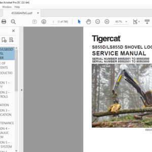 Tigercat S855D LS855D SHOVEL LOGGER SERVICE MANUAL - PDF DOWNLOAD