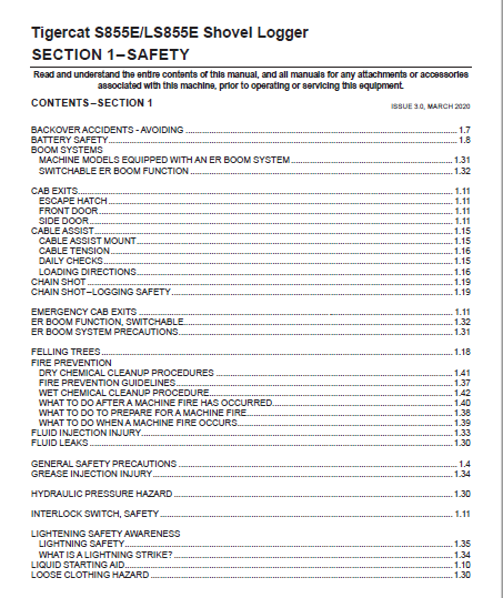 Tigercat S855E LS855E SHOVEL LOGGER OPERATOR’S MANUAL - PDF DOWNLOAD ...