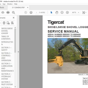 Tigercat S855E LS855E SHOVEL LOGGER SERVICE MANUAL - PDF DOWNLOAD