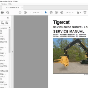 Tigercat S855E LS855E SHOVEL LOGGER SERVICE MANUAL - PDF DOWNLOAD