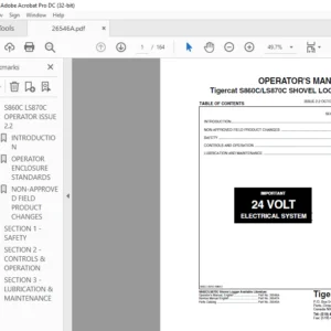 Tigercat S860C LS870C SHOVEL LOGGER OPERATOR'S MANUAL - PDF DOWNLOAD