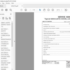Tigercat S860C LS870C SHOVEL LOGGER SERVICE MANUAL - PDF DOWNLOAD