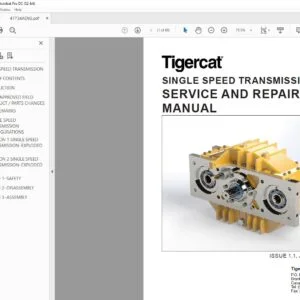 Tigercat SINGLE SPEED TRANSMISSION SERVICE AND REPAIR MANUAL - PDF DOWNLOAD